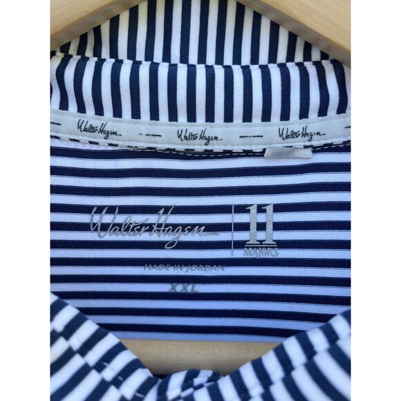 Walter Hagen 11 Majors Golf Polo Mens XXL Blue Stripe Stretch Coastal Nautical - Picture 4 of 5